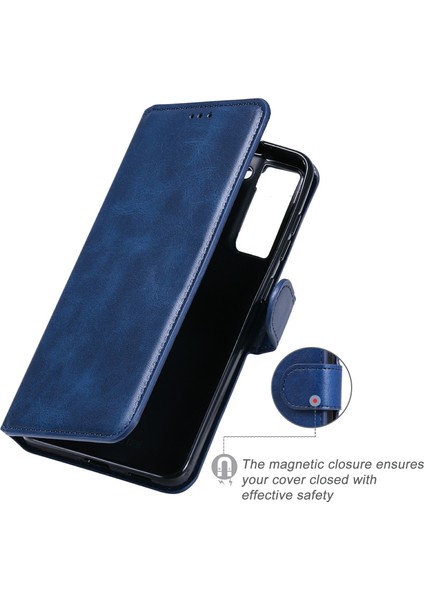 Samsung Galaxy S21 Fe-Mavi Stand Stand With Scraction Deri Cüzdan Cep Telefon Kılıfı (Yurt Dışından)