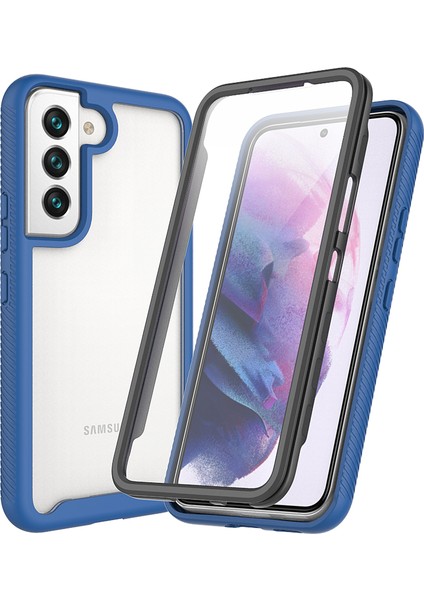 Samsung Galaxy S22+5G Telefon Kılıfı Pc+Tpu+Pet Ekran Koruyucu Her Şey Dahil Koruma Hibrit Kapak-Dark Mavi (Yurt Dışından)