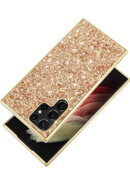 Samsung Galaxy S22 Ultra 5g Bling Bling Işıltılı Parıltılı Telefon Kasası Elektrapan Tpu Çerçevesi+Sert Pc Geri Çizelge Anti-Çizelge Koruyucu Telefon Kapak Mavisi (Yurt Dışından)