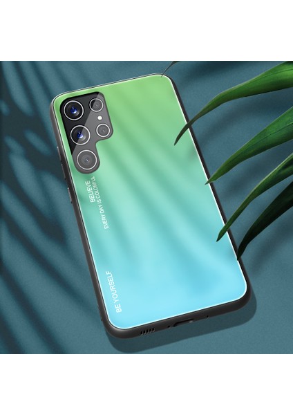 Samsung Galaxy S22 Ultra 5g Gradyan Renk Temsilli Cam Geri+Tpu Çerçeve Cep Telefonu Case-Can/mavi (Yurt Dışından) modelleri