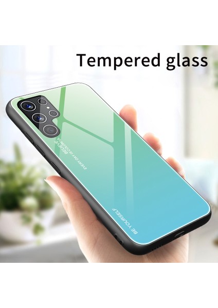 Samsung Galaxy S22 Ultra 5g Gradyan Renk Temsilli Cam Geri+Tpu Çerçeve Cep Telefonu Case-Can/mavi (Yurt Dışından) fırsatları