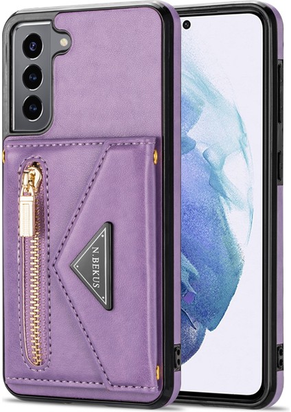 Samsung Galaxy S22+5G Kasası Için, Pu Derisi Kaplamalı Tpu Kickstand Kapak Kart Yuvaları Tutucu ve Kayış Doğru (Yurt Dışından)
