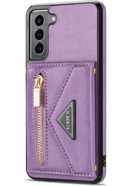 Samsung Galaxy S22+5G Kasası Için, Pu Derisi Kaplamalı Tpu Kickstand Kapak Kart Yuvaları Tutucu ve Kayış Doğru (Yurt Dışından)