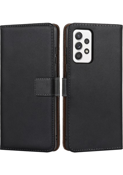 Samsung Galaxy A52S Için 5g/galaxy A52 4g/5g Telefon Koruma Koruma Koruma Karşı Parçası Önleyici Gerçek Deri Cüzdan Stand Tasarım Şok Geçirmez Flip Telefon Kapağı Stand Telefon Kabuğu (Yurt Dışından)