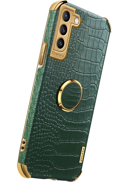 Samsung Galaxy S21 Fe 5g Timsah Doku 6d Elektroklokan Kickstand Telefon Kılıfı Pu Deri Kaplamalı Tpu Kapak Yeşili (Yurt Dışından)