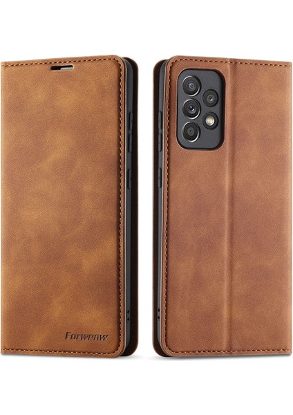 Samsung Galaxy A33 5g Fantasy Serisi Için Cilt Touch Seri Şok Geçirmez Anti-Sracratch Pu Deri Deri Stand Cüzdan Tarzı Telefon Kahverengi (Yurt Dışından)