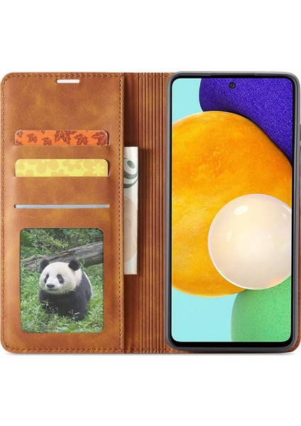 Samsung Galaxy A33 5g Fantasy Serisi Için Cilt Touch Seri Şok Geçirmez Anti-Sracratch Pu Deri Deri Stand Cüzdan Tarzı Telefon Kahverengi (Yurt Dışından)