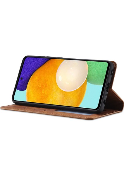 Samsung Galaxy A33 5g Fantasy Serisi Için Cilt Touch Seri Şok Geçirmez Anti-Sracratch Pu Deri Deri Stand Cüzdan Tarzı Telefon Kahverengi (Yurt Dışından)