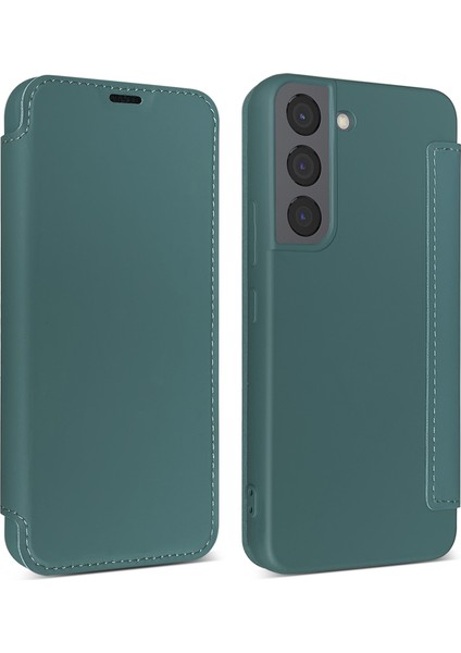 Samsung Galaxy S22+5G Cilt Touch Hissed Hisset Sıvı Silikon Kılıf Anti-Fall Anti-Cep Telefonu Kapak-Blackish Yeşil (Yurt Dışından)