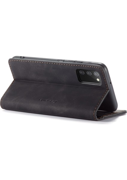 Samsung Galaxy A02S (166.5X75.9X9.2MM) Pu Deri Cüzdan Kasası Gizli Manyetik Absorpsiyon Standı Özellik Flip Cover-Black (Yurt Dışından)