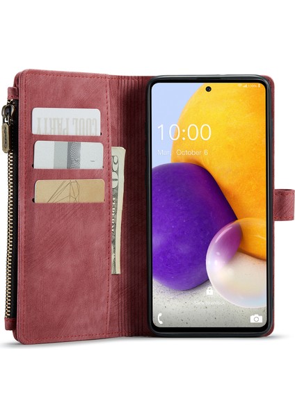 Samsung Galaxy A72 4g/5g C30 Serisi Fermuar Cep Cüzdan Telefon Kapağı, Stand Tasarım Pu Deri Telefon Kedisi (Yurt Dışından)