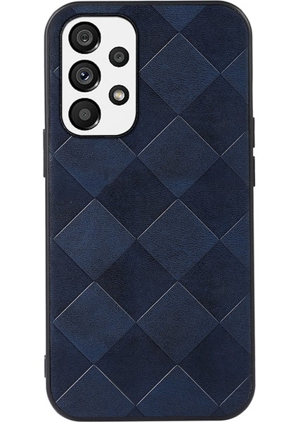 Samsung Galaxy A53 Için 5g Izgara Doku Pu Deri Kaplama Anti-Damla Telefon Kılıfı Tpu+Pc Hibrid Kapak Mavisi (Yurt Dışından)