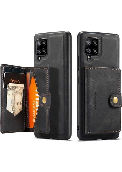 Samsung Galaxy A22 4g (Ab Versiyonu) Çıkarılabilir Cüzdan Deri Kaplamalı Tpu Arka Kapak Kickstand Telefon Vaka Black (Yurt Dışından)