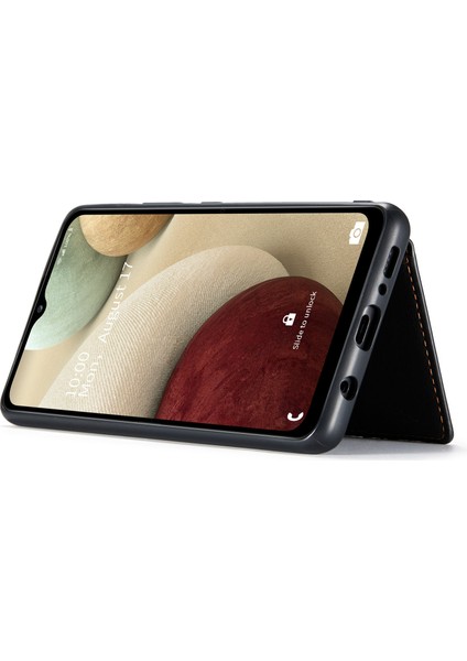 Samsung Galaxy A22 4g (Ab Versiyonu) Çıkarılabilir Cüzdan Deri Kaplamalı Tpu Arka Kapak Kickstand Telefon Vaka Black (Yurt Dışından)