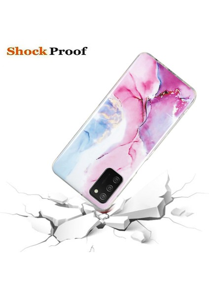 Samsung Galaxy A02S (164.2X75.9X9.1MM) Esnek Tpu Telefon Geri Kapağı Imd Mermer Desen Şok Geçirmez Vaka-Pembe/mavi (Yurt Dışından) modelleri