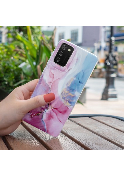 Samsung Galaxy A02S (164.2X75.9X9.1MM) Esnek Tpu Telefon Geri Kapağı Imd Mermer Desen Şok Geçirmez Vaka-Pembe/mavi (Yurt Dışından) fırsatları
