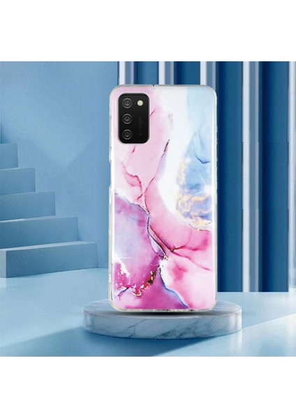 Samsung Galaxy A02S (164.2X75.9X9.1MM) Esnek Tpu Telefon Geri Kapağı Imd Mermer Desen Şok Geçirmez Vaka-Pembe/mavi (Yurt Dışından) indirimleri