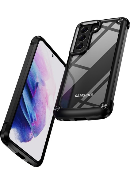 Samsung Galaxy S22+5G Için Cep Telefonu Kılıfı, Çizilmeye Dayanıklı Pc+Tpu Hibrit Koruyucu Kapak Kılıfı Kayış-Kara/siyah (Yurt Dışından)