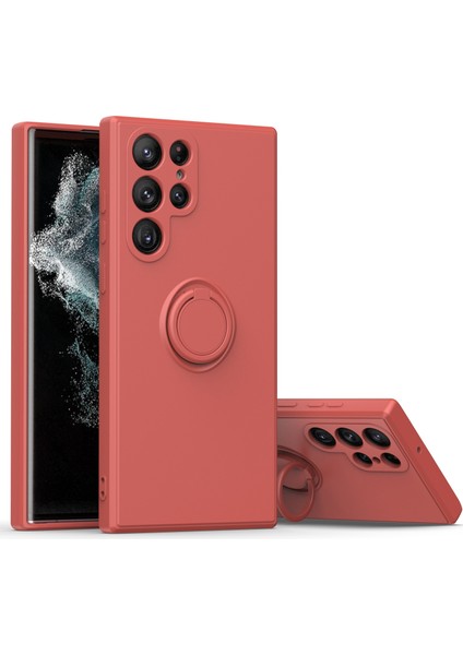 Samsung Galaxy S22 Ultra 5g Çizik Dirençli Tpu Için Ring Kickstand-Hawthorn Red ile (Yurt Dışından)