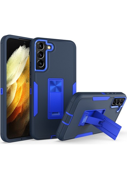 Samsung Galaxy S22+5G Hard Pc+Yumuşak Tpu Hibrid Telefon Kapağı Entegre Kickstand Araba Montajı Metal Sac Vaka Sapfire/koyu Mavi (Yurt Dışından)