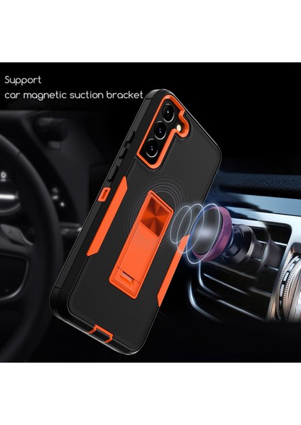 Samsung Galaxy S22+5G Hard Pc+Yumuşak Tpu Hibrid Telefon Kapağı Entegre Kickstand Araba Montajı Metal Sac Vaka Sapfire/koyu Mavi (Yurt Dışından)