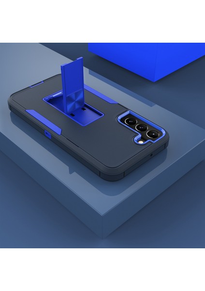 Samsung Galaxy S22+5G Hard Pc+Yumuşak Tpu Hibrid Telefon Kapağı Entegre Kickstand Araba Montajı Metal Sac Vaka Sapfire/koyu Mavi (Yurt Dışından)