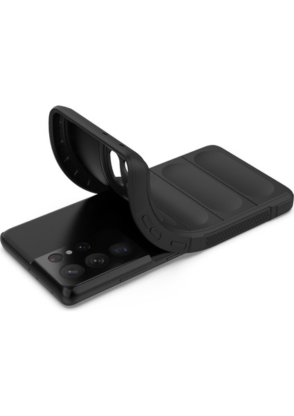 Samsung Galaxy S21 Ultra 5g Için Sağlam Telefon Kılıfı, Dalgalı Koruma Koruma Hassas Kesim Tpu Kapak-Dark Gri (Yurt Dışından)