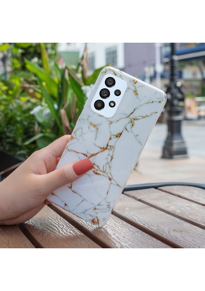 Samsung Galaxy A52 4G/A52 5G/A52S 5g Imd Tpu Tpu Tpu Geri Kapak Bırak-Kötü Mermer Desen Kılıf Vaka-Beyaz (Yurt Dışından)