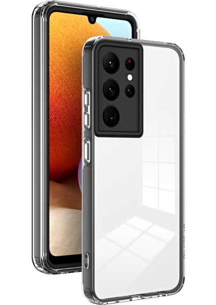 Samsung Galaxy S22 Ultra 5g Damla Geçirmez Tpu Telefon Kılıfı ile Renkli Çerçeveli Kamera Lens Koruma-Black ile Kırpma Anti Cep Telefonu Kapağı (Yurt Dışından)