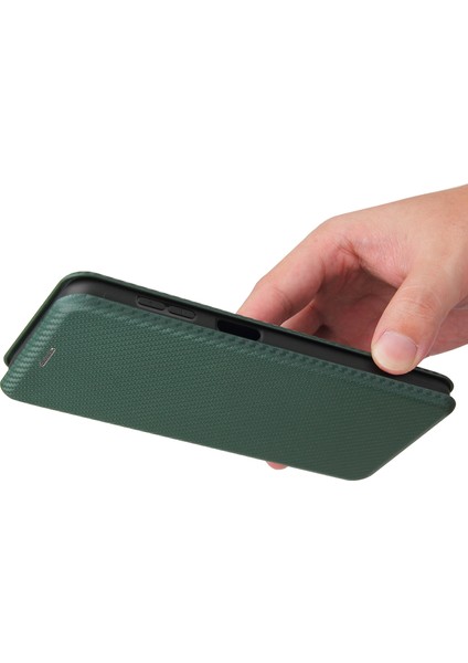 Samsung Galaxy A32 5G/M32 5g-Green Için Karbon Fiber Deri Otomatik Absorbe Kılıf (Yurt Dışından)