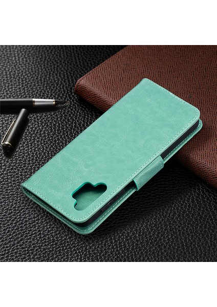 Samsung Galaxy A32 5G/M32 5g Baskı Kelebekleri Cüzdan Stand Flip Deri Telefon Green (Yurt Dışından)