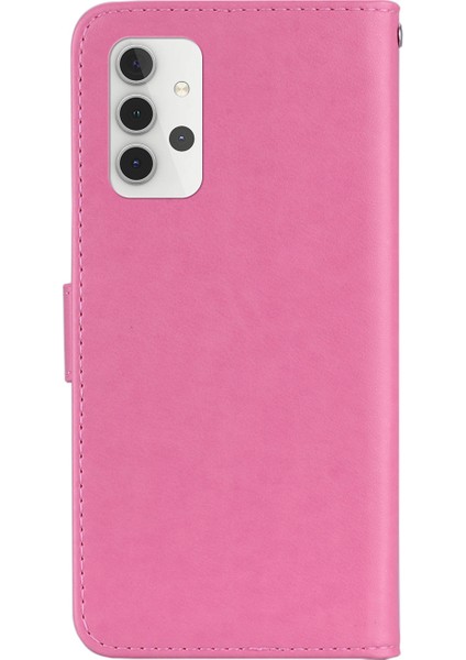 Baykuş Izi Rinestone Dekor Cüzdan Deri Kılıfı Samsung Galaxy A32 5G/M32 5g Stand Kabuk-Pembe (Yurt Dışından)