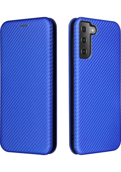 Samsung Galaxy S21+DERI Kabuk Karbon Fiber Otomatik Ahmsorbed Kart Tutucu Kılıf Mavisi (Yurt Dışından)