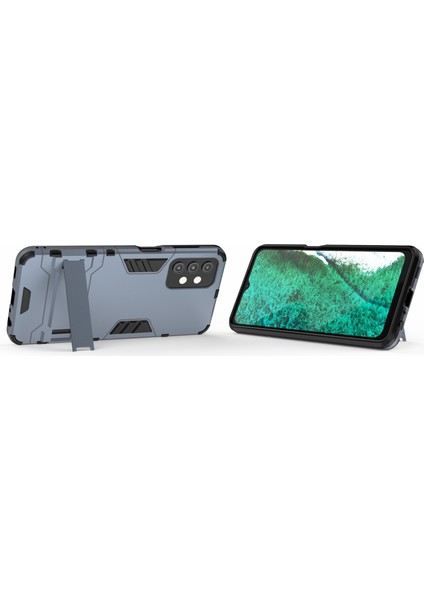 Samsung Galaxy A32 5G/M32 5g-Dark Mavi Için Görünmez Kickstand ile Plastik+Tpu Hibrit Telefon Kılıfı (Yurt Dışından)