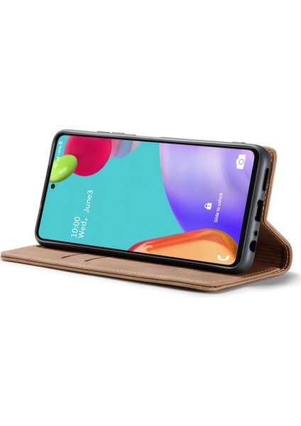 Samsung Galaxy A52 5G/4G/A52S 5g-Brown Için Otomatik Emilmiş Deri Cüzdan Stand Kılıfı (Yurt Dışından) modelleri