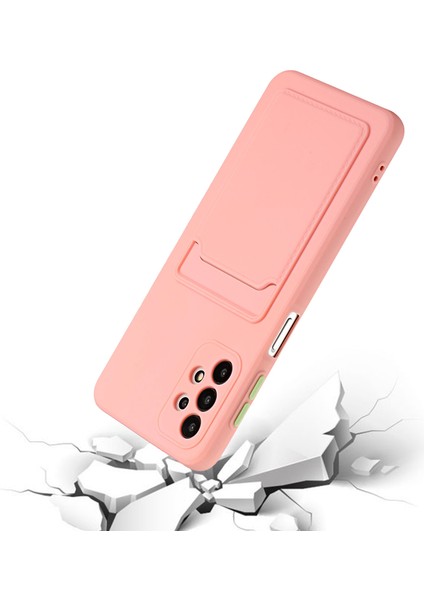 Samsung Galaxy A32 4g-Pink Için Kart Tutucu Kapağı ile Damla Dayanıklı Yumuşak Tpu Telefon Kılıfı (Yurt Dışından)