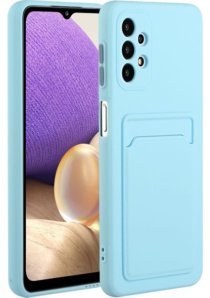 Samsung Galaxy A32 4g-Baby Mavi Için Kart Tutucu Kapağı ile Damla Dayanıklı Yumuşak Tpu Telefon Kılıfı (Yurt Dışından)