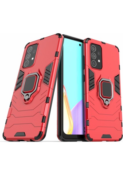 Samsung Galaxy A52 4G/5G/A52S 5g Serin Koruma Pc+Tpu Hibrid Telefon Kılıfı Kickstand-Red ile Shock Anti-Shock Telefon Kapağı (Yurt Dışından)