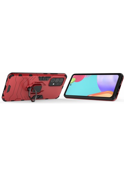 Samsung Galaxy A52 4G/5G/A52S 5g Serin Koruma Pc+Tpu Hibrid Telefon Kılıfı Kickstand-Red ile Shock Anti-Shock Telefon Kapağı (Yurt Dışından)