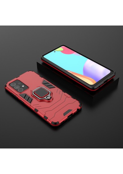 Samsung Galaxy A52 4G/5G/A52S 5g Serin Koruma Pc+Tpu Hibrid Telefon Kılıfı Kickstand-Red ile Shock Anti-Shock Telefon Kapağı (Yurt Dışından)