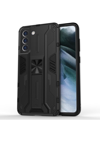 Samsung Galaxy S21 Fe-Black Için Kickstand ile Iyi Korumalı Şok Geçirmez Cep Telefonu Kasası Pc+Tpu Combo Kabuk (Yurt Dışından)