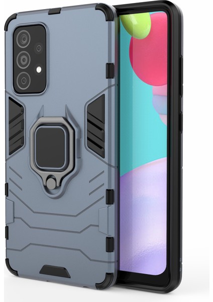 Samsung Galaxy A52 4G/5G/A52S 5g Serin Koruma Pc+Tpu Hibrid Telefon Kılıfı Kickstand-Mavi (Yurt Dışından)