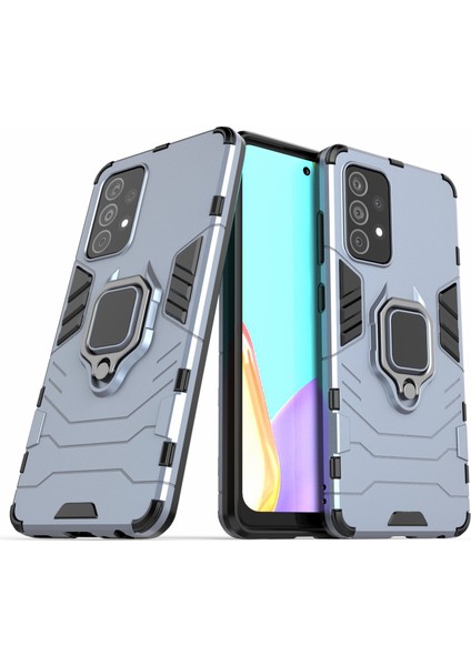 Samsung Galaxy A52 4G/5G/A52S 5g Serin Koruma Pc+Tpu Hibrid Telefon Kılıfı Kickstand-Mavi (Yurt Dışından)
