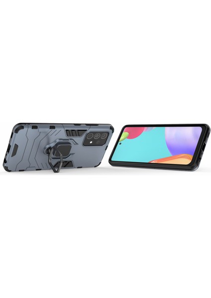 Samsung Galaxy A52 4G/5G/A52S 5g Serin Koruma Pc+Tpu Hibrid Telefon Kılıfı Kickstand-Mavi (Yurt Dışından)