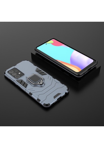 Samsung Galaxy A52 4G/5G/A52S 5g Serin Koruma Pc+Tpu Hibrid Telefon Kılıfı Kickstand-Mavi (Yurt Dışından)