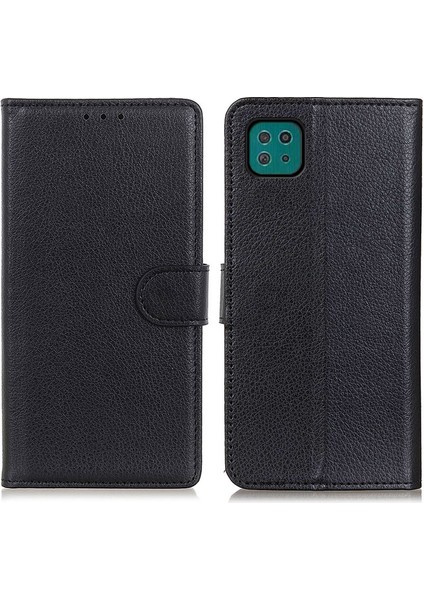 Samsung Galaxy A22 5g (Ab Versiyonu) Klasik Stil Litchi Doku Pu Deri Deri Cüzdan Cep Telefonu Case-Black (Yurt Dışından)