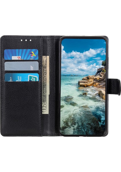 Samsung Galaxy A22 5g (Ab Versiyonu) Klasik Stil Litchi Doku Pu Deri Deri Cüzdan Cep Telefonu Case-Black (Yurt Dışından)