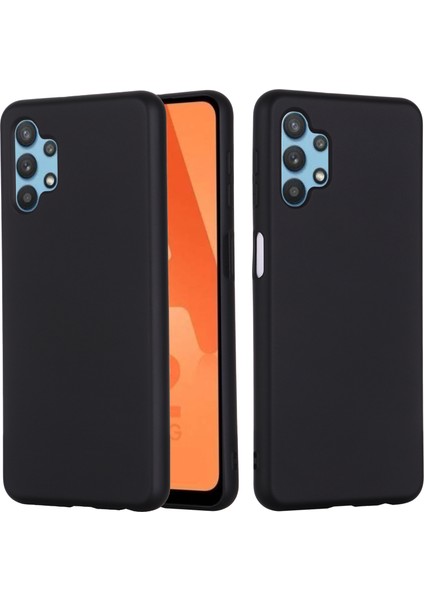 Samsung Galaxy A32 5G/M32 5g Slip Olmayan Sıvı Silikon Kılıf Yumuşak Mikrofiber Astar Şok Geçirmez Koruyucu Kapak Black (Yurt Dışından)