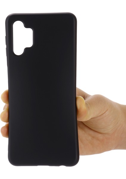 Samsung Galaxy A32 5G/M32 5g Slip Olmayan Sıvı Silikon Kılıf Yumuşak Mikrofiber Astar Şok Geçirmez Koruyucu Kapak Black (Yurt Dışından)
