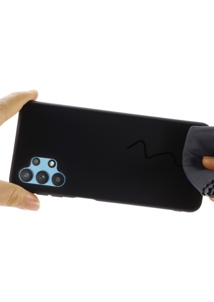 Samsung Galaxy A32 5G/M32 5g Slip Olmayan Sıvı Silikon Kılıf Yumuşak Mikrofiber Astar Şok Geçirmez Koruyucu Kapak Black (Yurt Dışından)